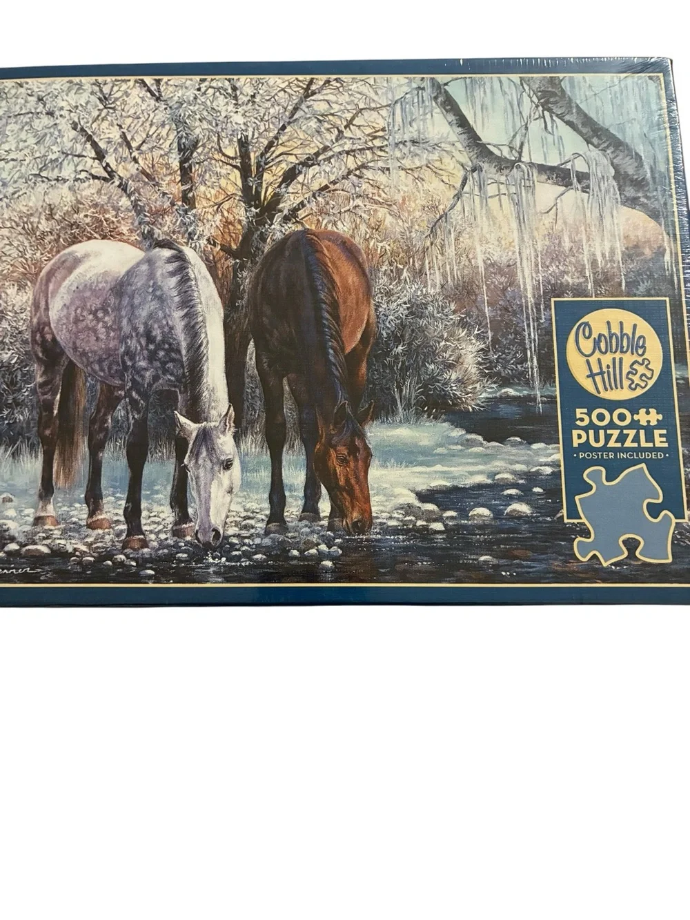 Cobble Hill Winter’s Beauty 500 Piece Jigsaw Puzzle Kim Penner Horses Sealed New